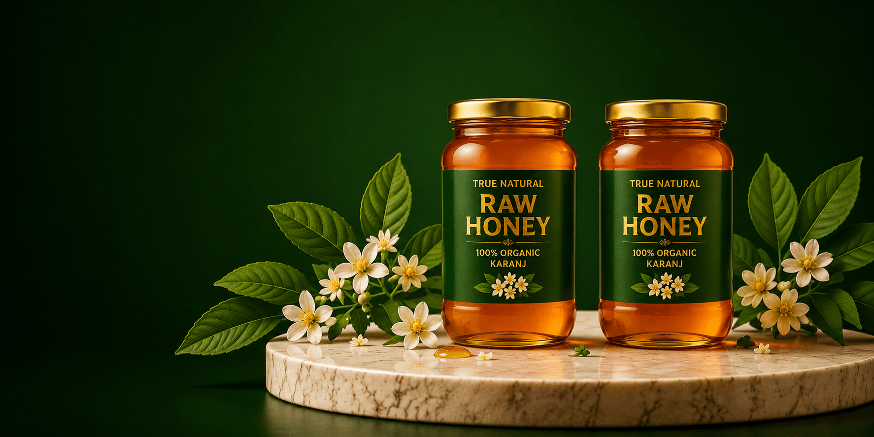 True Natural Raw Honey – 100% Organic Karanj (2 Bottles x 500g)