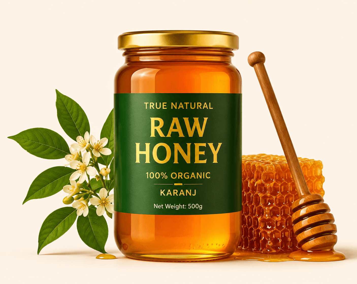 True Natural Raw Honey – 100% Organic Karanj ( 500g)