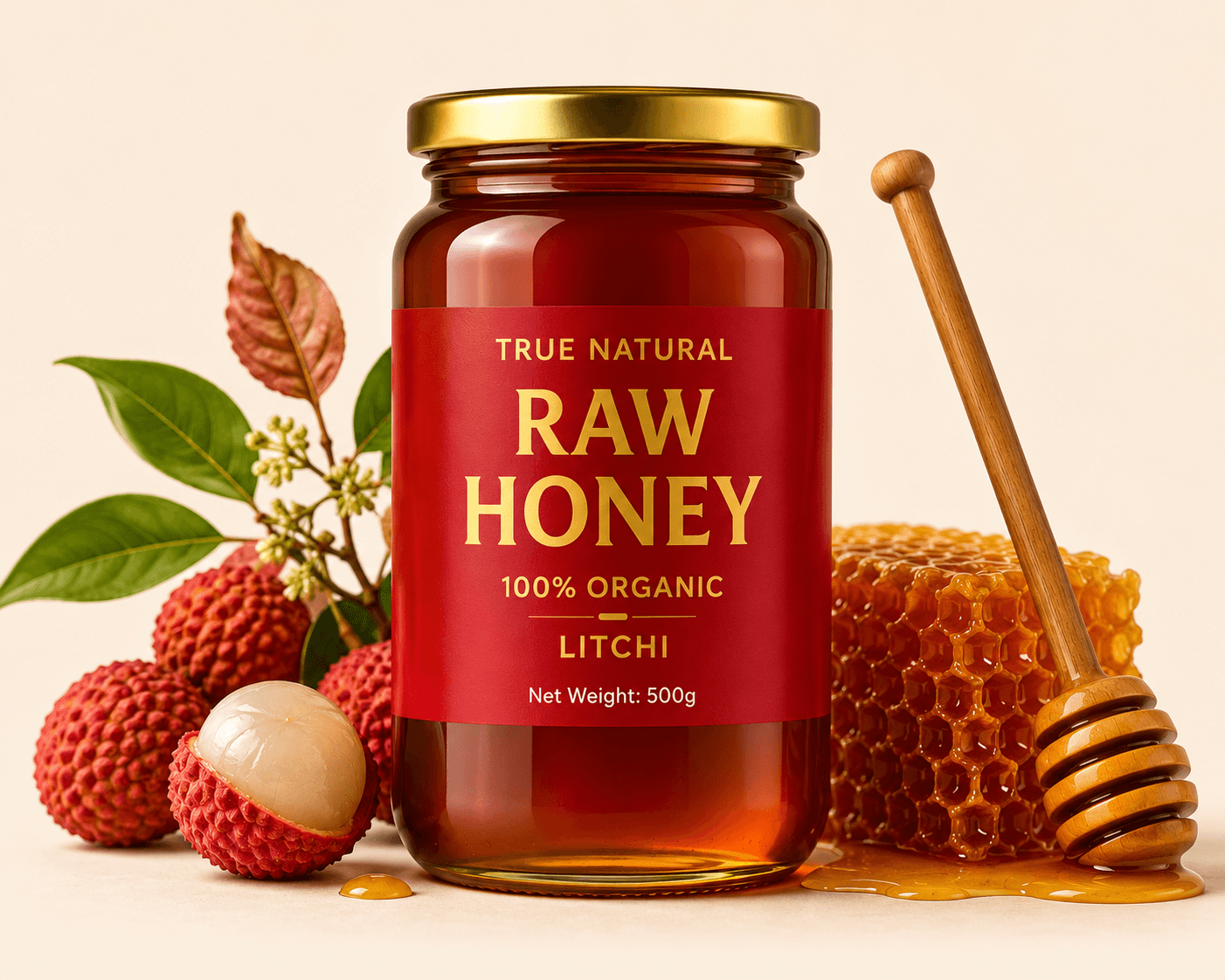 True Natural Raw Honey – 100% Organic Litchi ( 500g)