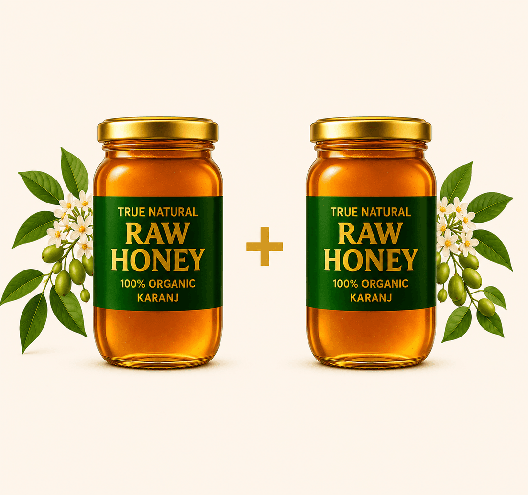 True Natural Raw Honey – 100% Organic Karanj (2 Bottles x 500g)
