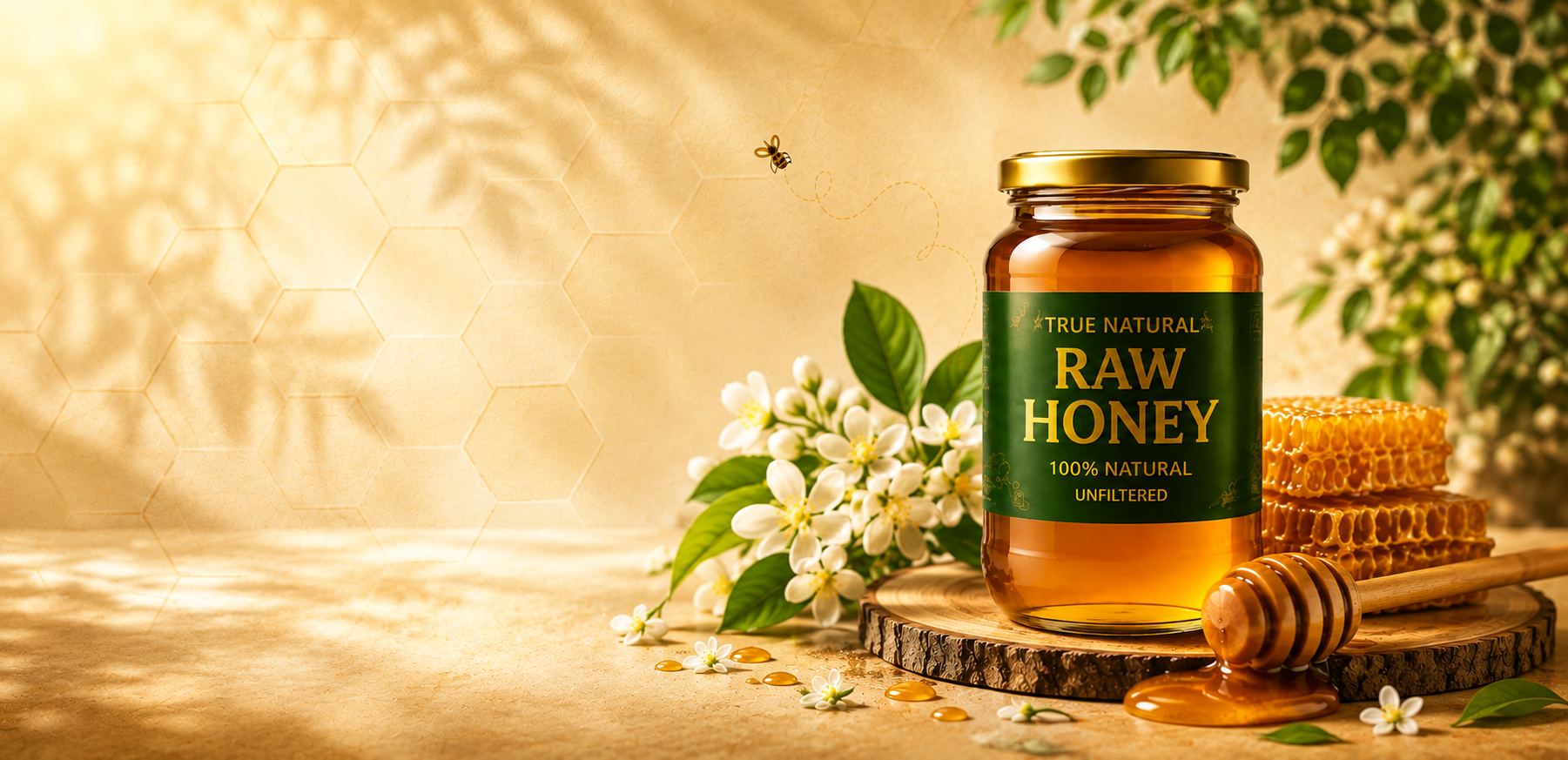 True Natural 100% Organic Karanj Raw Honey jar, 500g
